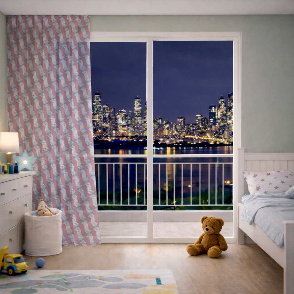 Red and Navy Wavy Line Pattern 