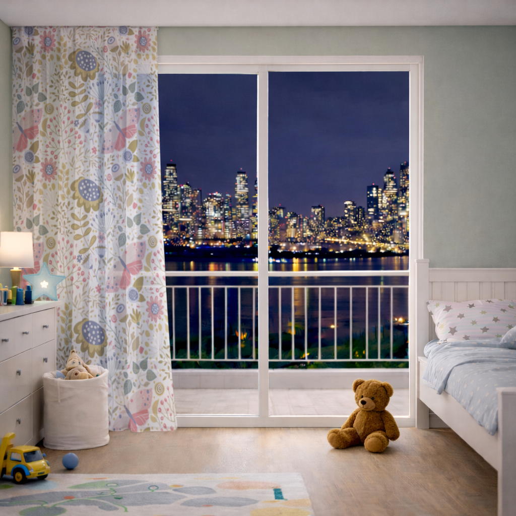 Otantik Çiçekler ve Kelebek Desenli Sanat Tül Perde