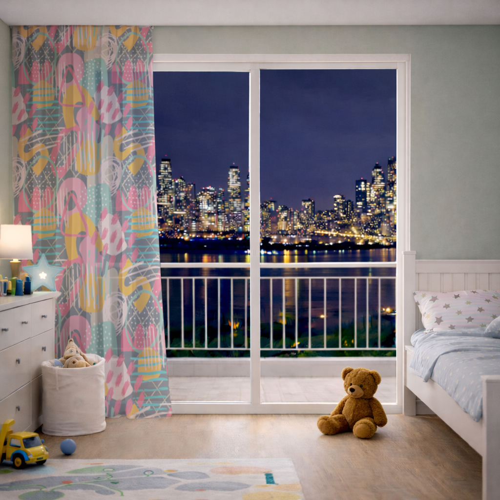 Abstract Geometric Doodle Sheer Curtain