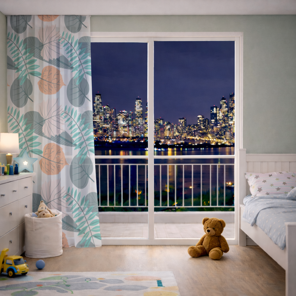 Modern Tropikal Yapraklar Tül Perde