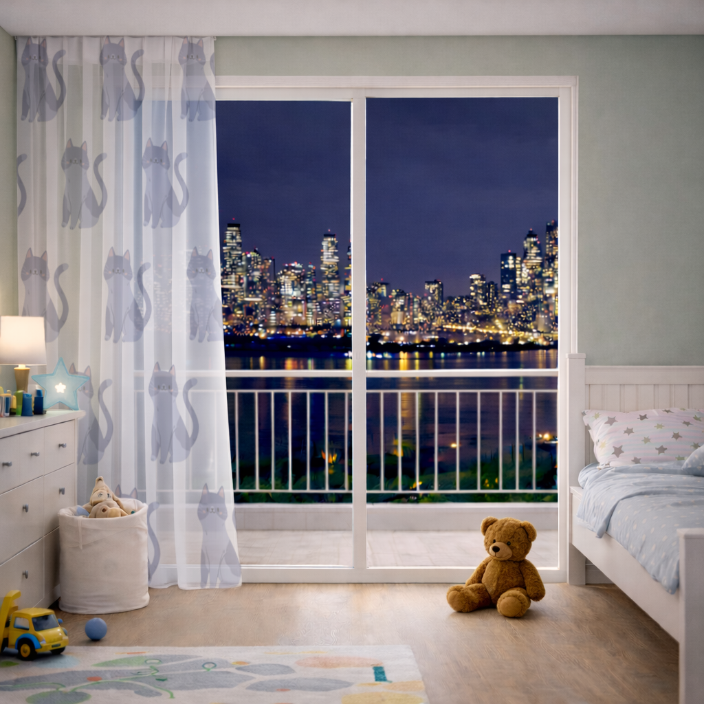 Gri kedi Sheer Curtain