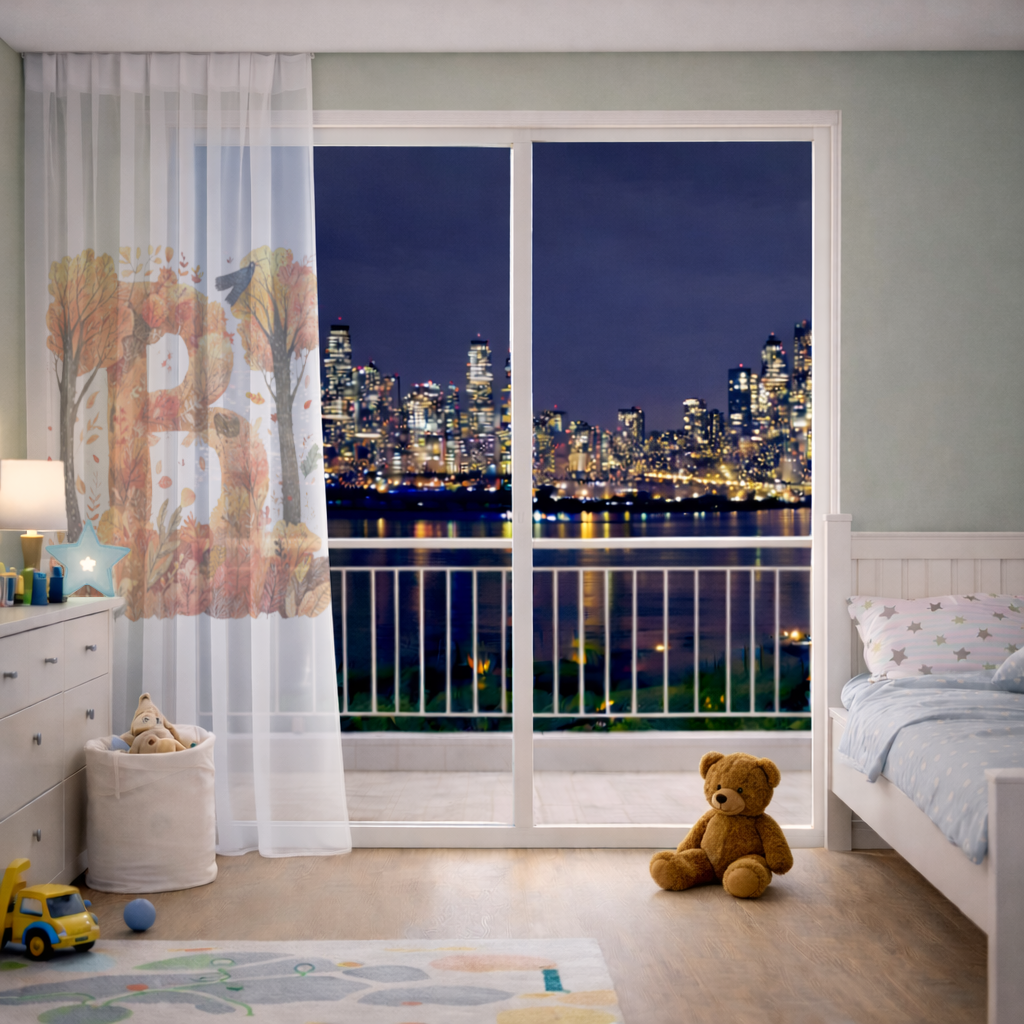 Fall Foliage Letter B Sheer Curtain