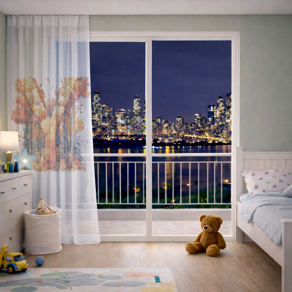 Autumn Forest Letter Y Sheer Curtain