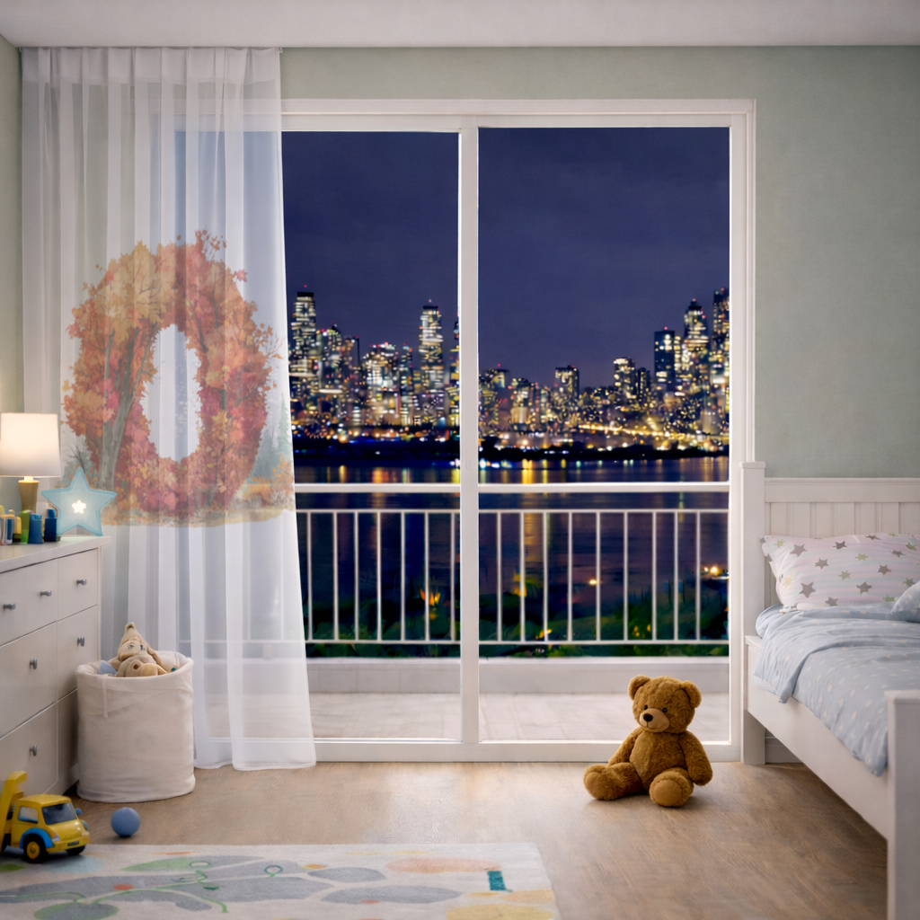 Autumn Leaf Letter O Sheer Curtain