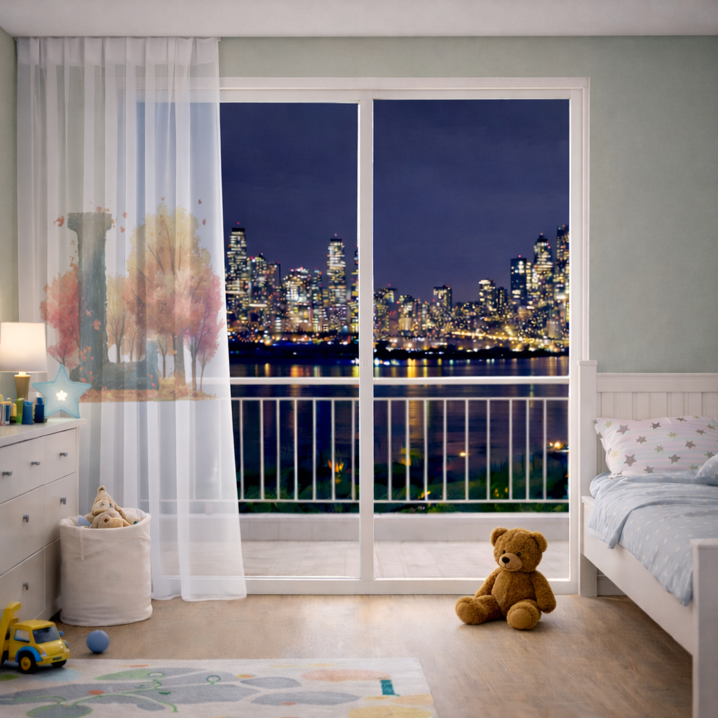 Autumn Forest Letter L Sheer Curtain