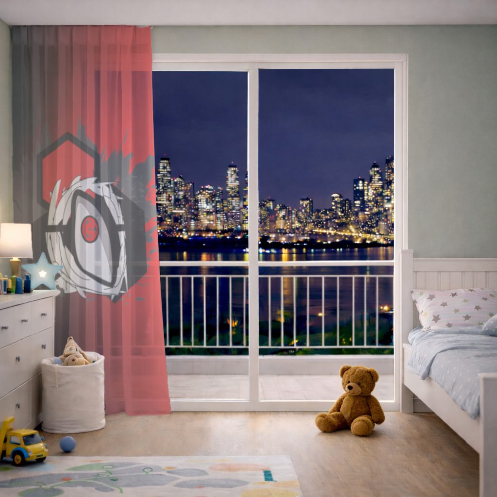 Mystic Red Eye Hexagon Sheer Curtain