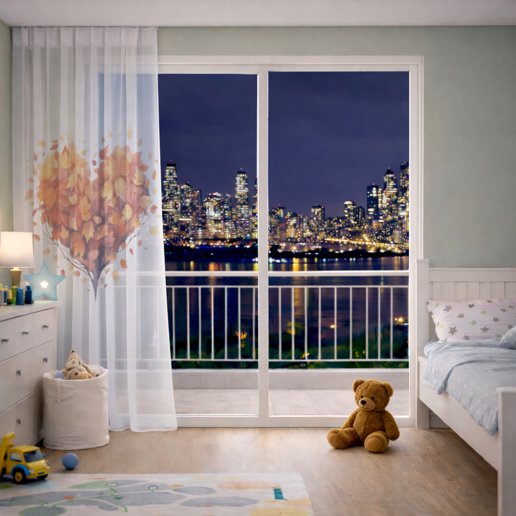 Autumn Leaf Heart Sheer Curtain