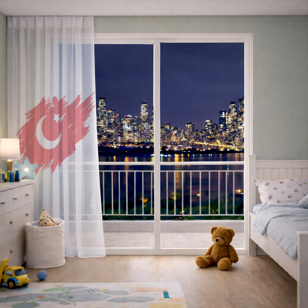 Brushstroke Turkish Flag Crescent Moon 