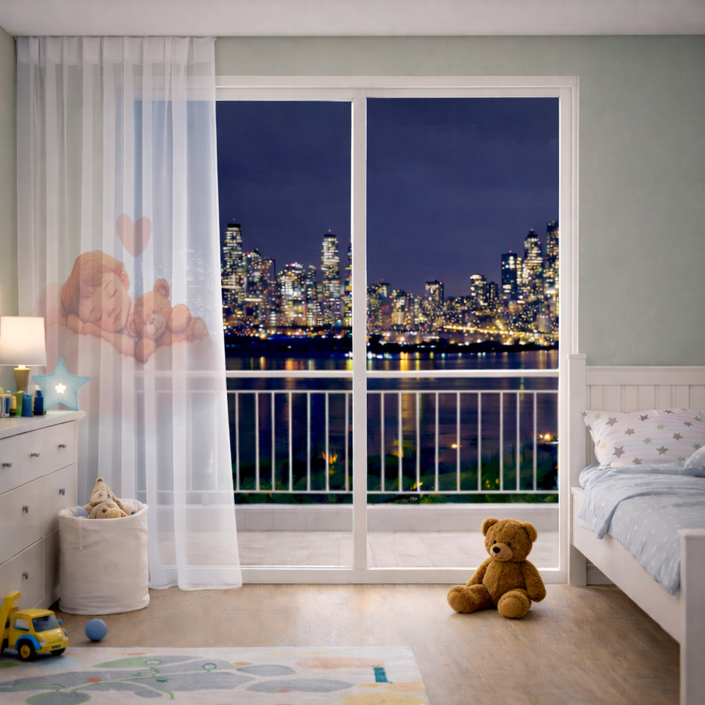 Sleeping Baby on Cloud with Teddy Bear 