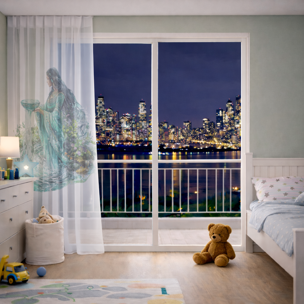 Ethereal Water Goddess Sheer Curtain