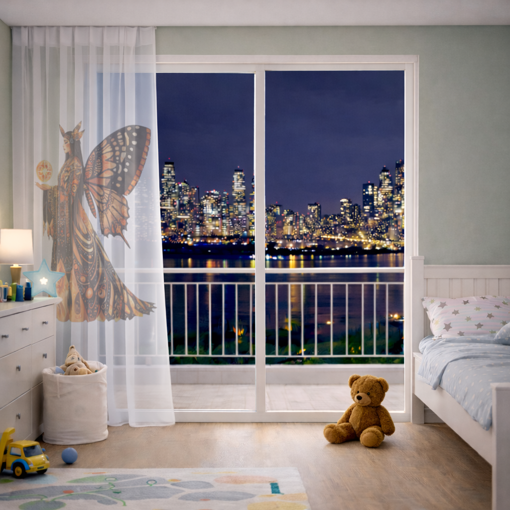 Monarch Kelebek Kanatlı Tanrıça Tül Perde