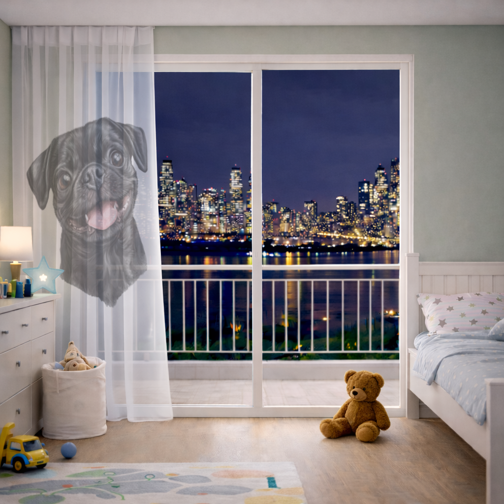 Happy Black Pug Face 