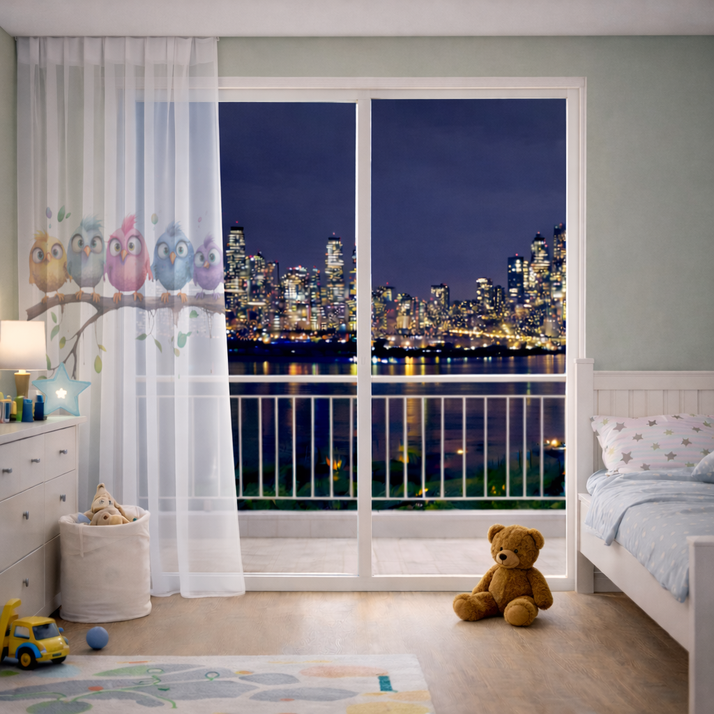 Five Colorful Kawaii Birds on Branch 