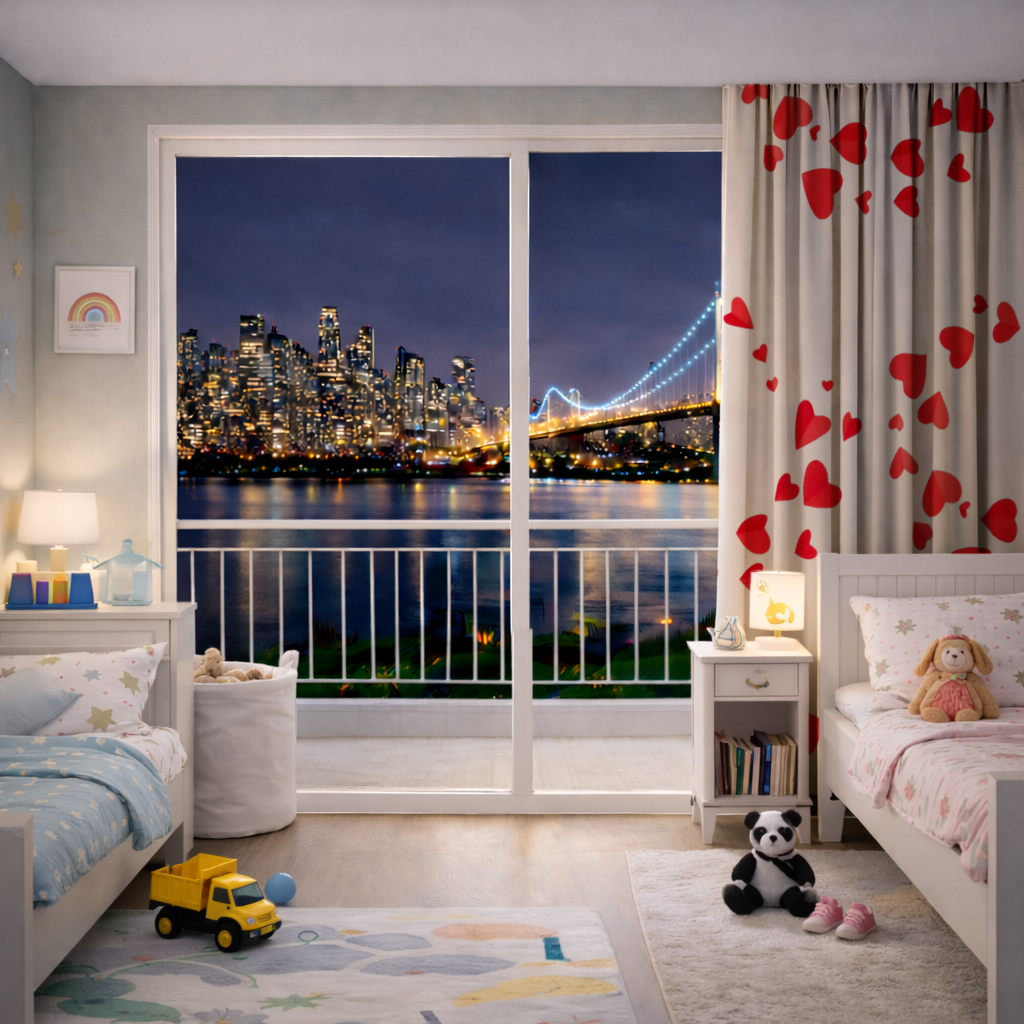 Red Hearts Frame Design Drapes