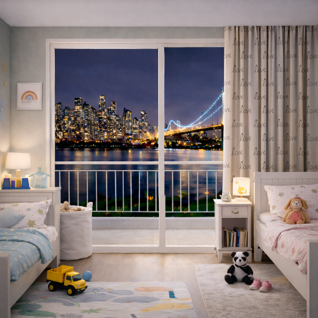 Minimal Black and White Love Text Pattern Design Drapes