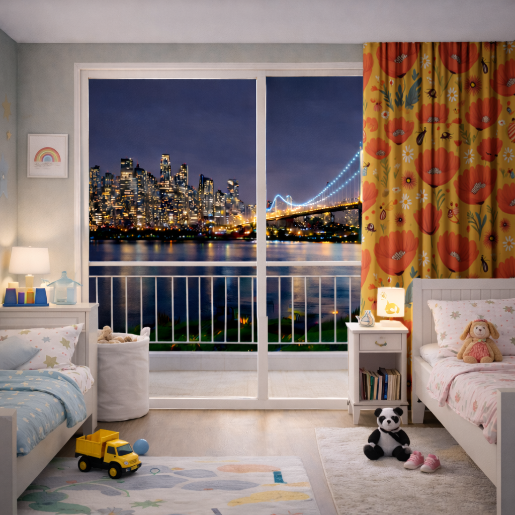 Floral  Insect Pattern  Colorful Design Drapes