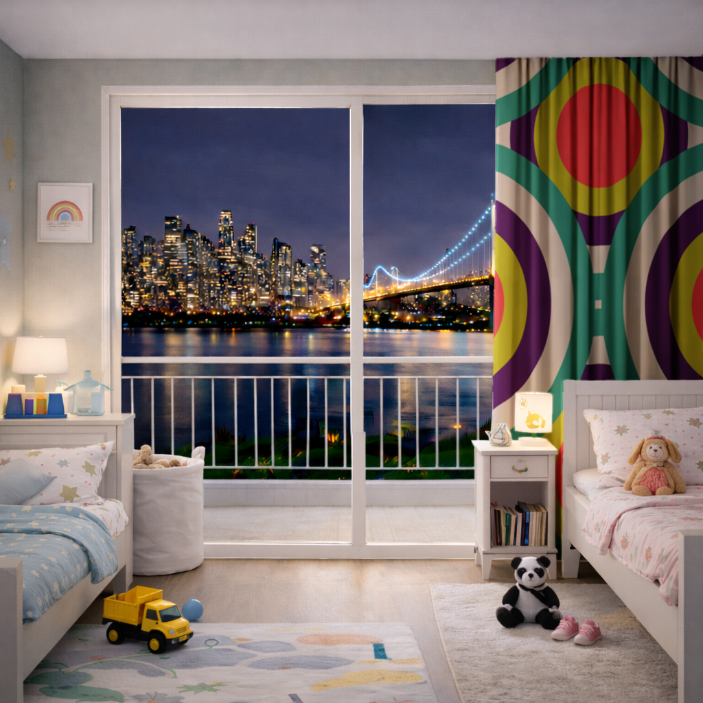 Colorful Geometric Circle Pattern Drapes