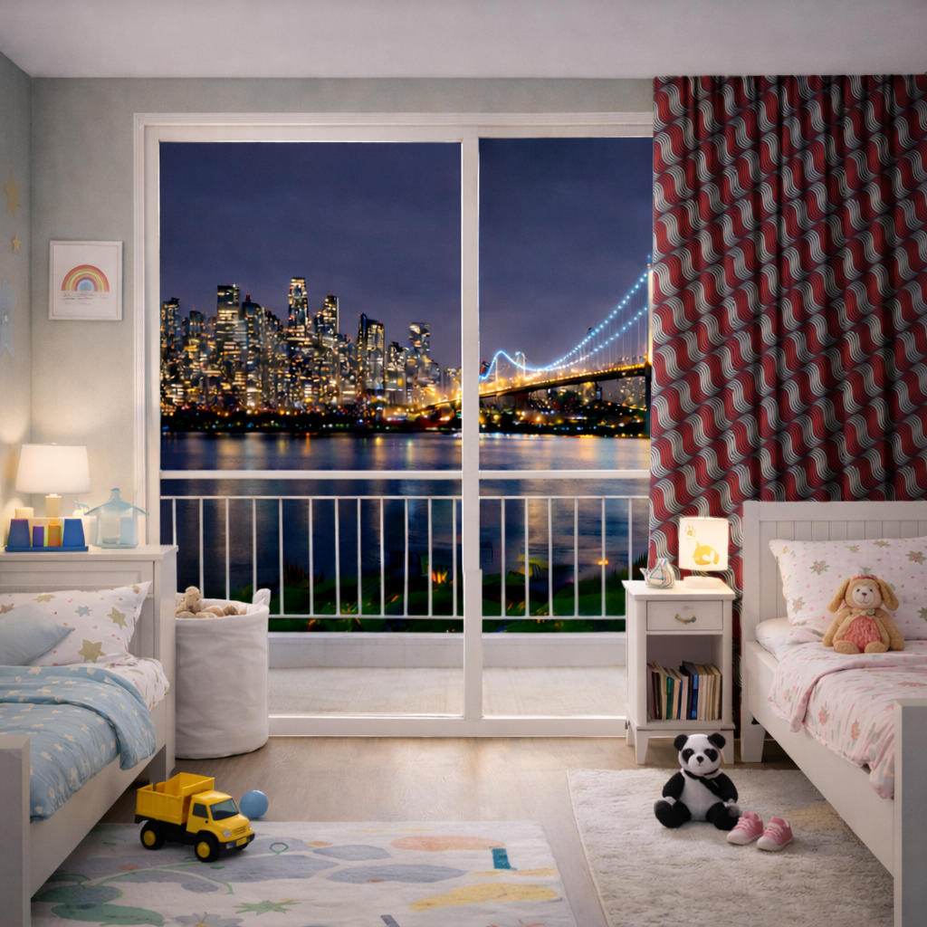 Red and Navy Wavy Line Pattern 