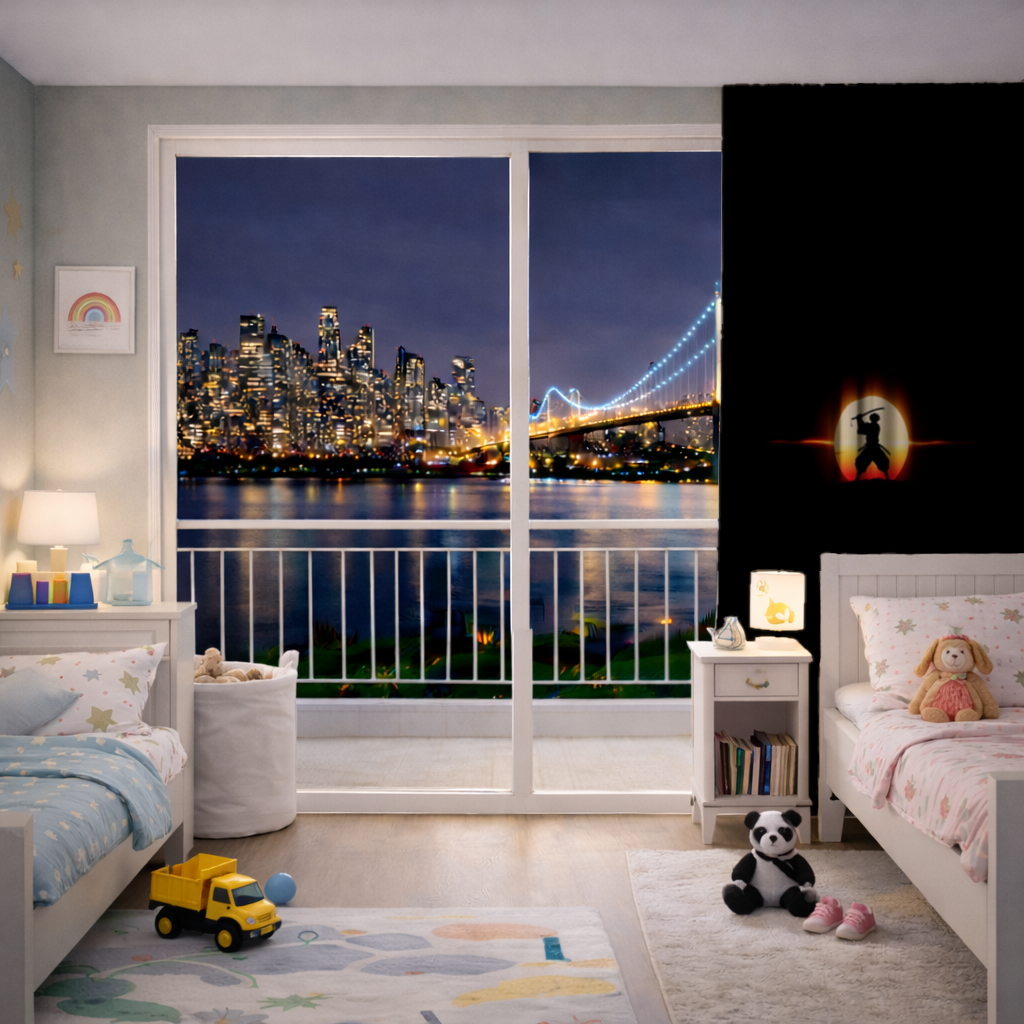 Samurai Silhouette Under the Rising Sun Honor and Strength Drapes