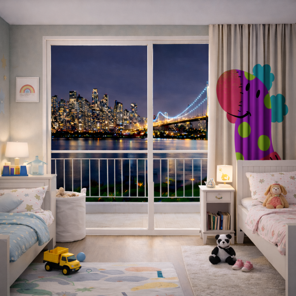 Sevimli Renkli Dinozor Çizimi Fon Perde