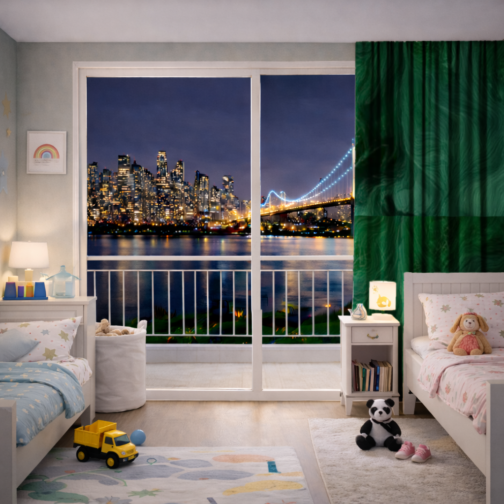 Black and green marbling Drapes