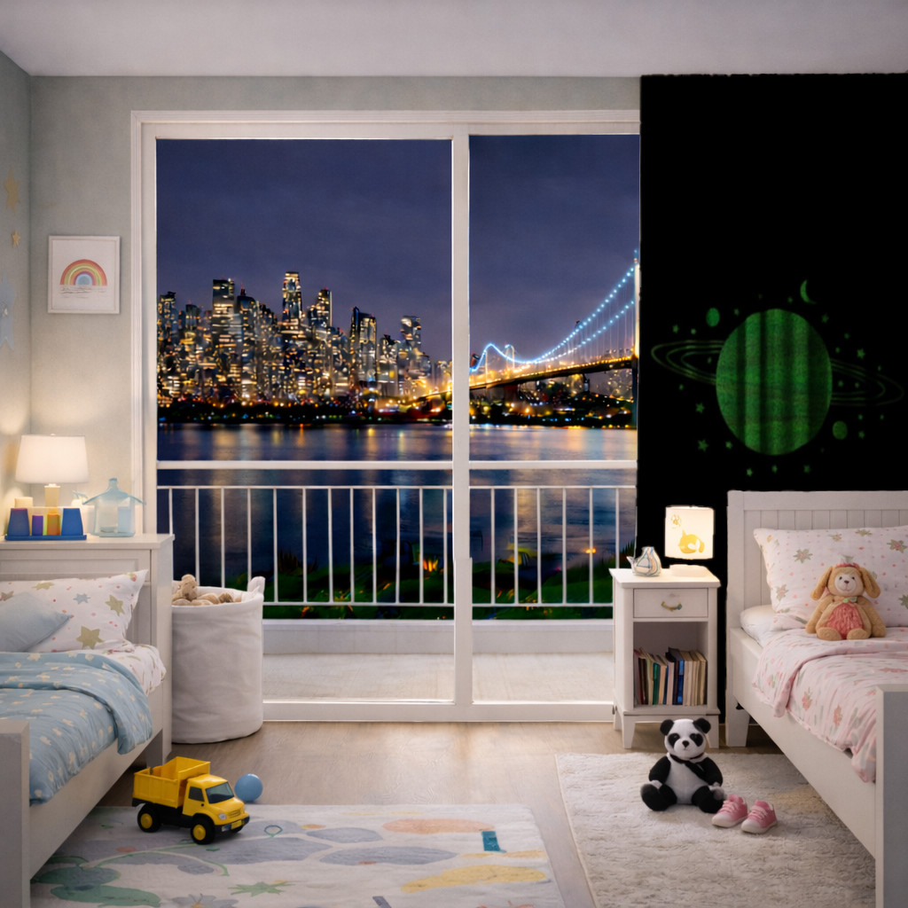 Green planets on a black background. 