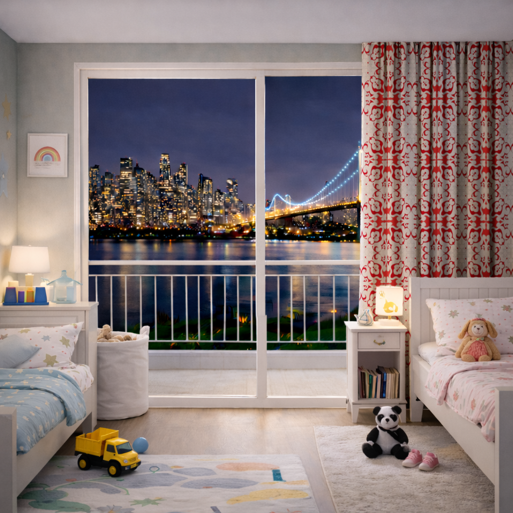 Red and White Traditional Tile Style Pattern Drapes