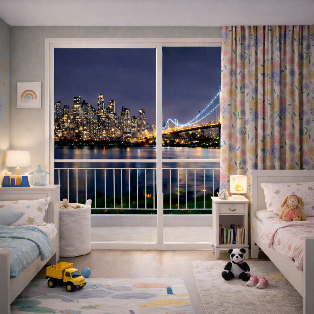 Colorful Pastel Spring Floral Pattern Drapes