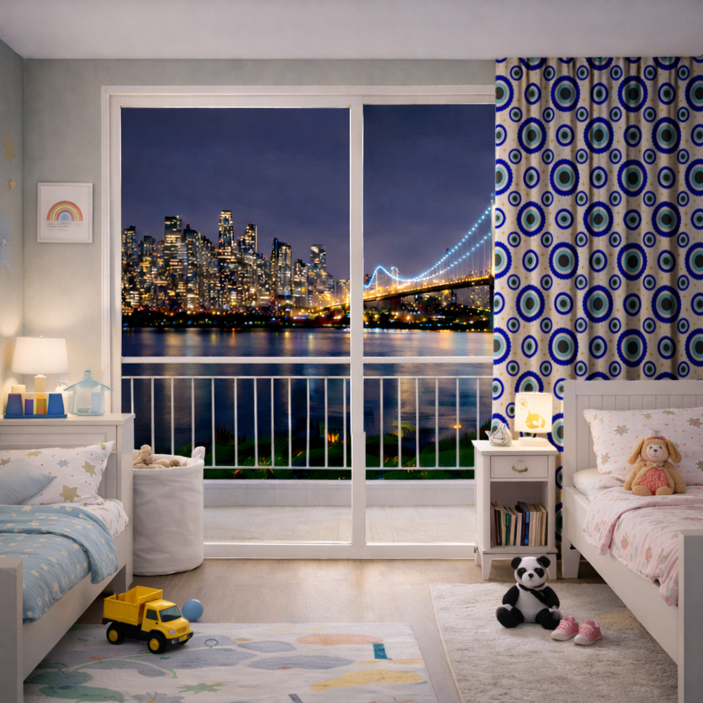 Blue Evil Eye Pattern with Stars 