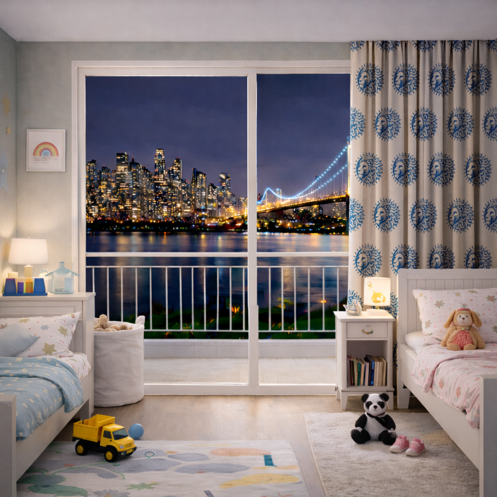 Leo Zodiac Sun and Moon Blue Motif 