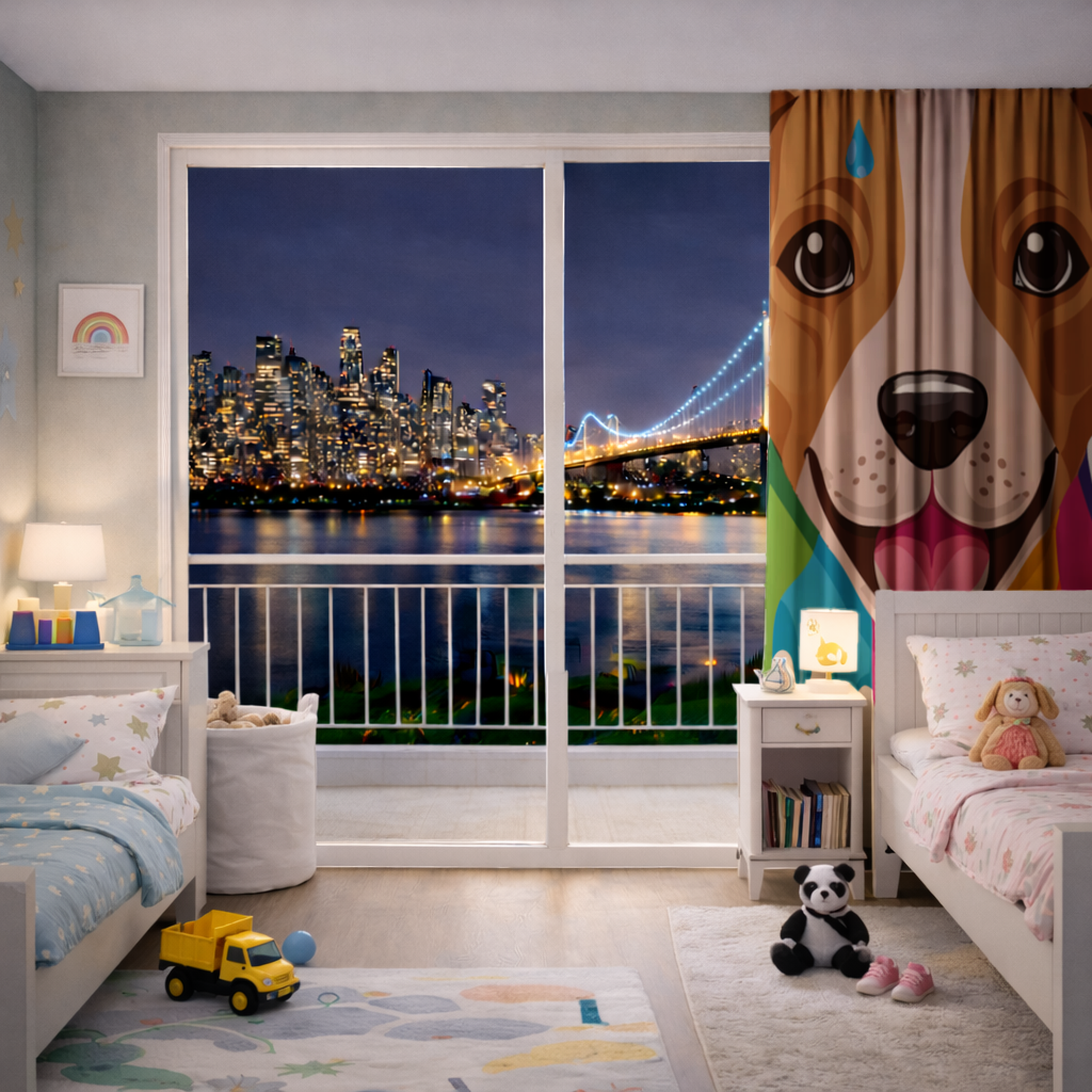 Happy Dog with Colorful Paint Drips 