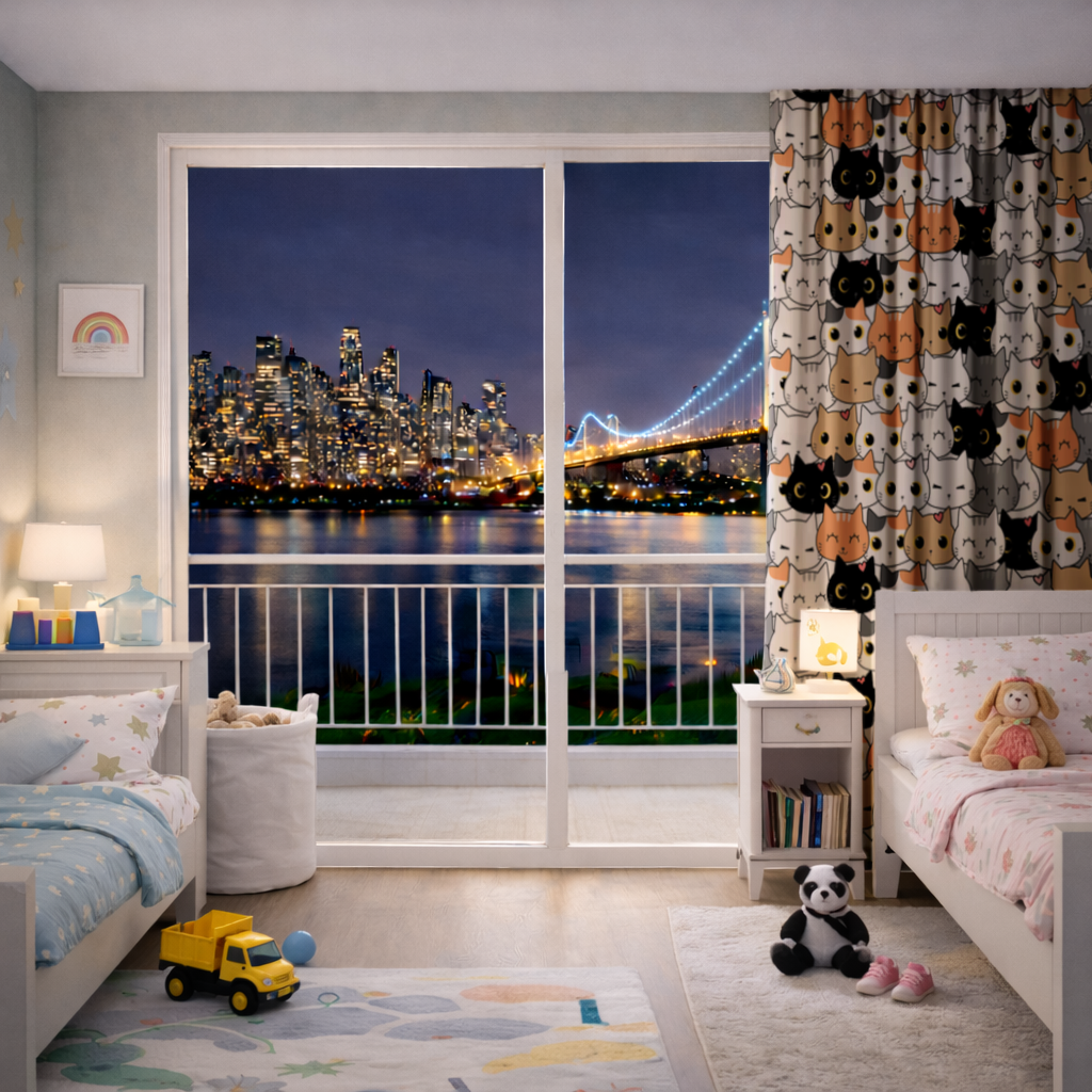 Colorful Cute Cat Faces Seamless Pattern 