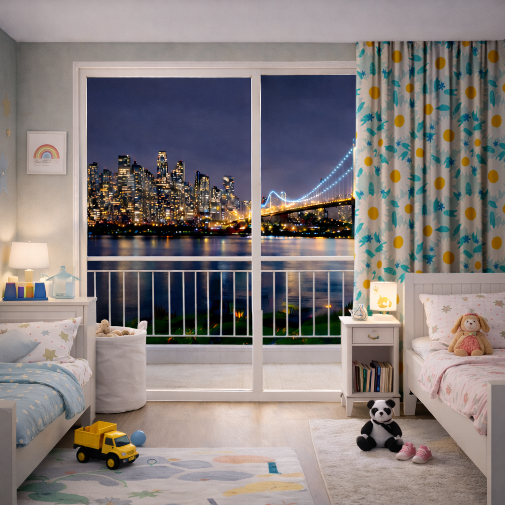 Daisy Garden and Turquoise Leaves Pattern 