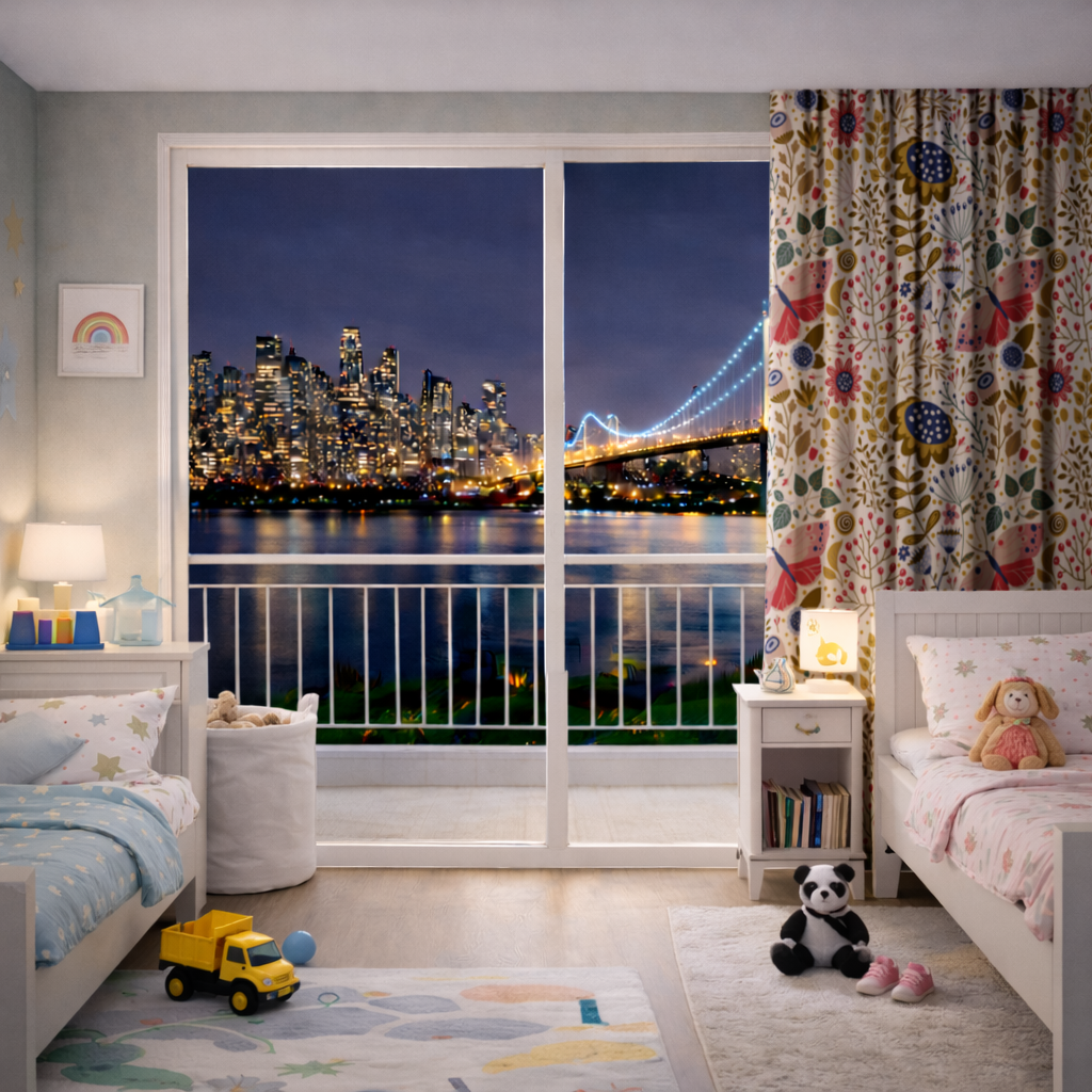 Otantik Çiçekler ve Kelebek Desenli Sanat Fon Perde