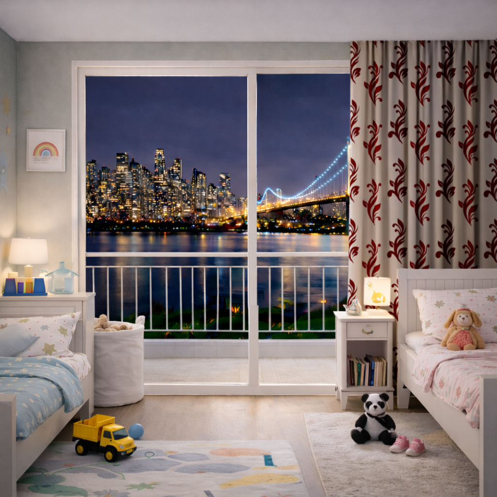 Bordo Barok Kıvrımlar Fon Perde