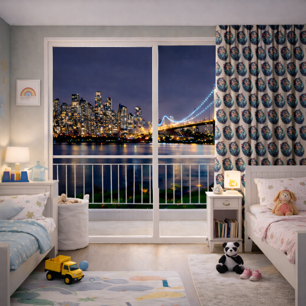 Kawaii Sleeping Kitten in Blue Swaddle Drapes