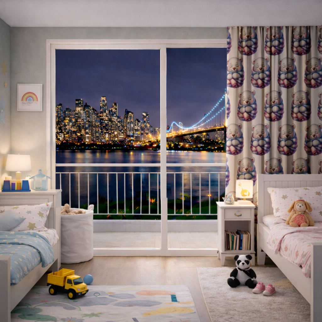 Cozy Sleepy Polar Bear Cub Drapes