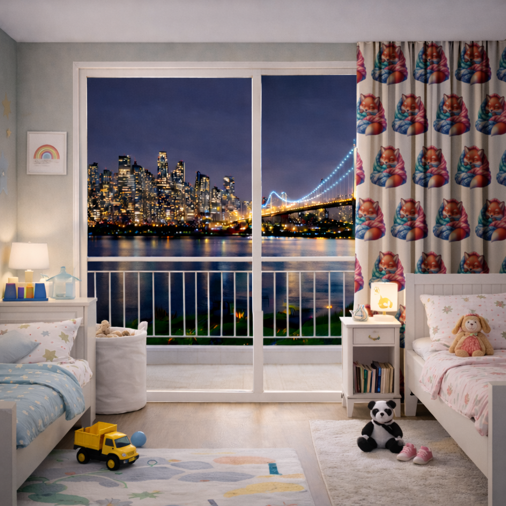 Sleeping Fox Knitted Blanket Drapes