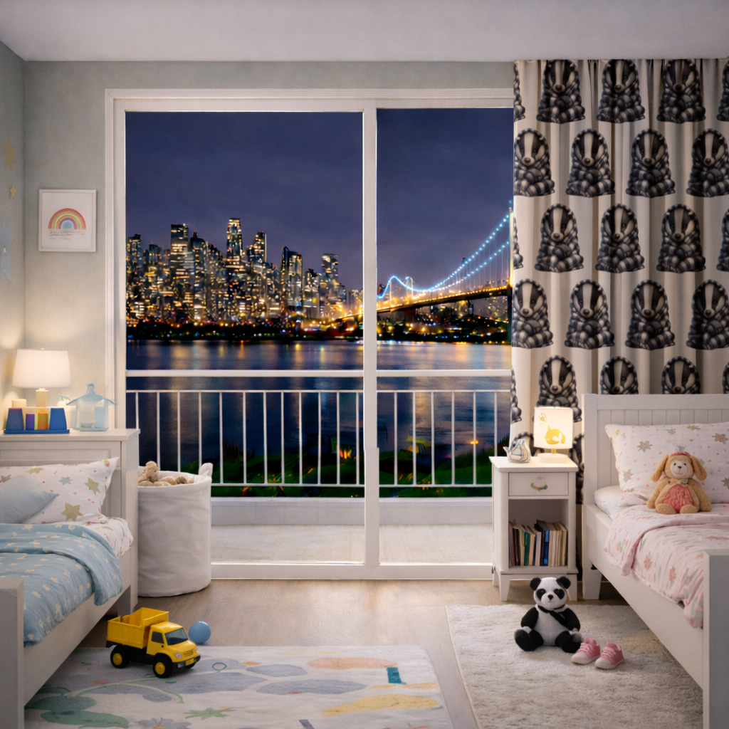 Cozy Baby Badger Wrapped in Blanket Drapes