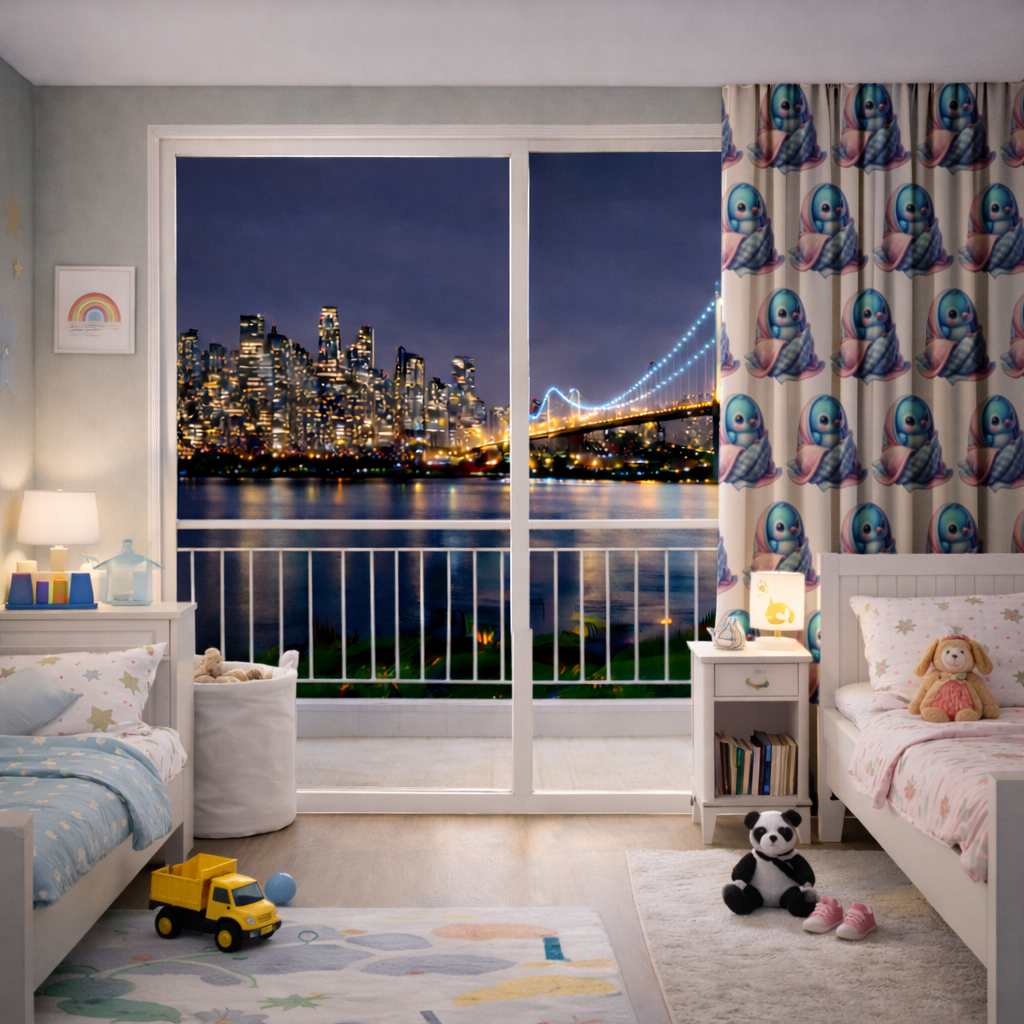 Battaniyeye Sarılı Mavi Yavru Kuş Fon Perde