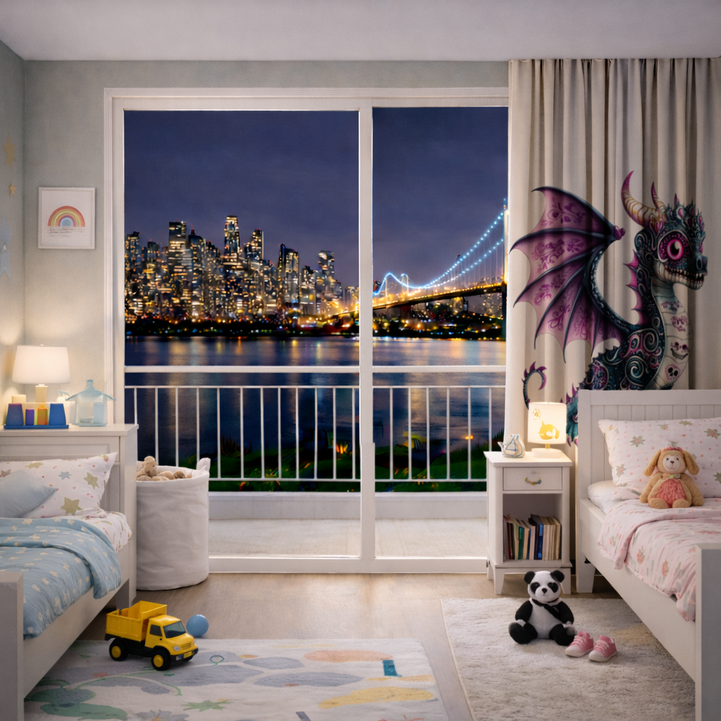 Purple Sugar Skull Dragon Drapes