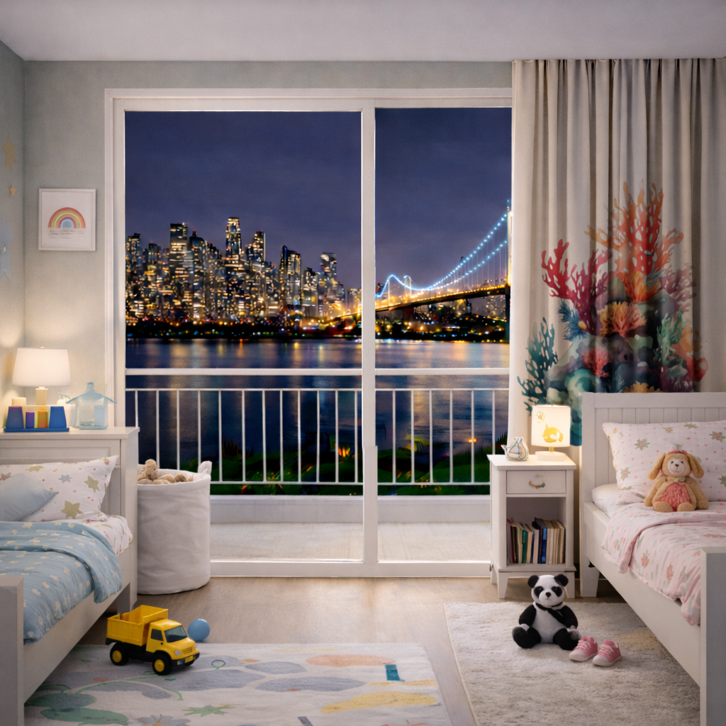 Vibrant Watercolor Coral Reef Scene Drapes