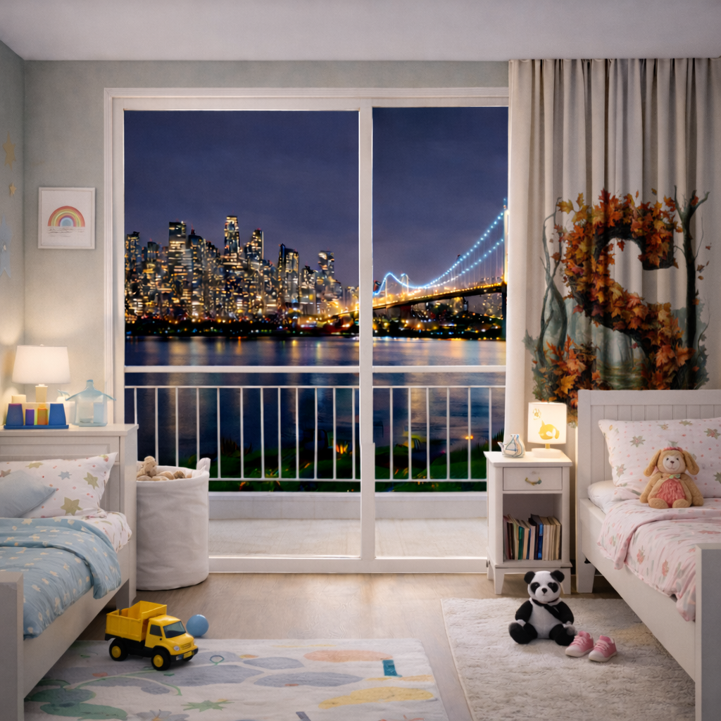 Autumn Maple Leaf Letter S Drapes