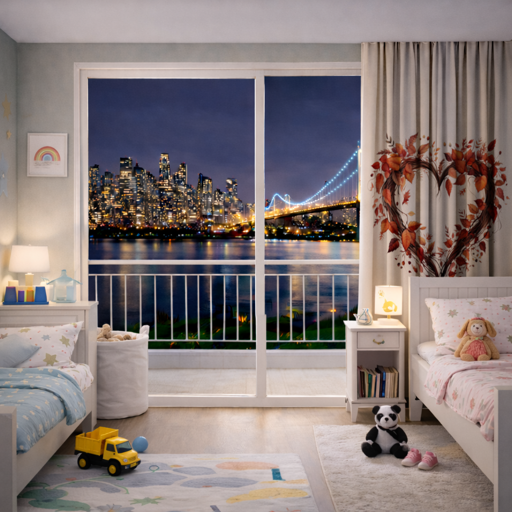 Sonbahar Yapraklarından Kalp Çelenk Fon Perde