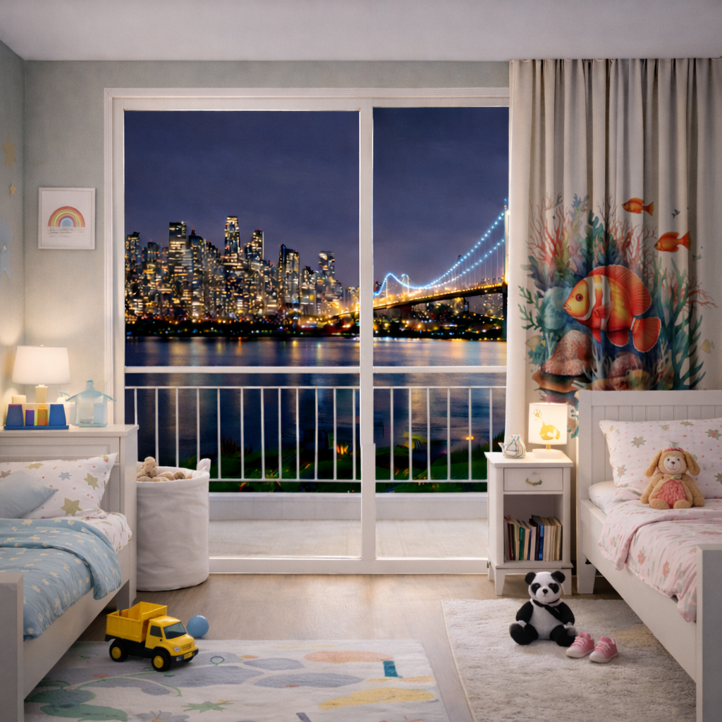 Renkli Mercan Resifi ve Turuncu Balıklar Fon Perde