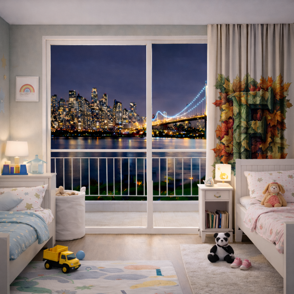 Sonbahar Yapraklı F Harfi Fon Perde