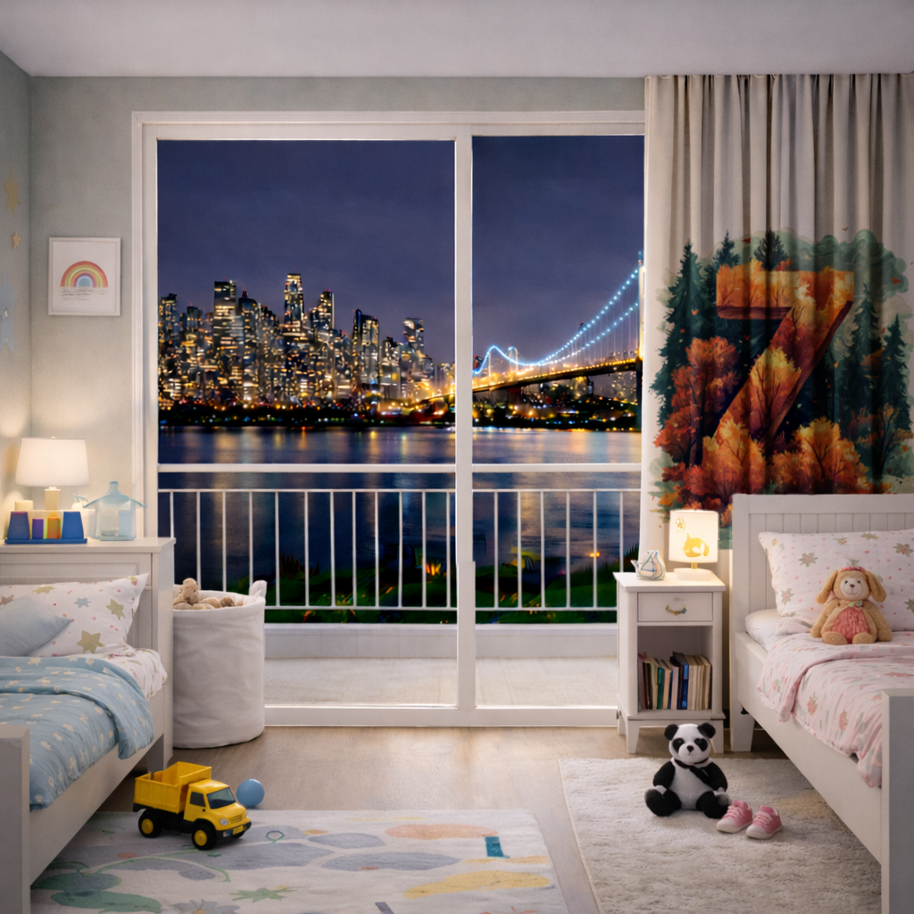 Sonbahar Yapraklı Orman Z Harfi Fon Perde