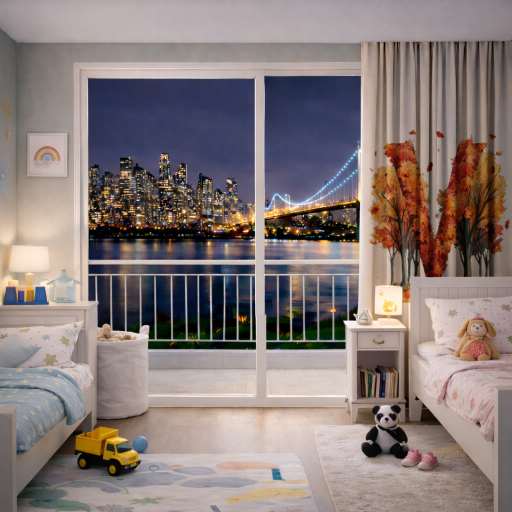 Turuncu Sonbahar Ormanı M Harfi Fon Perde