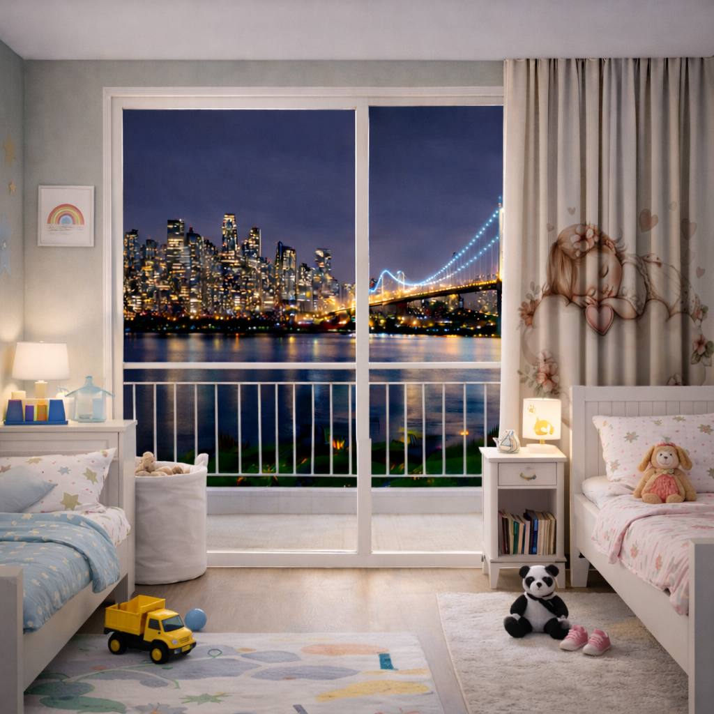 Bulut Üstünde Uyuyan Çiçekli Bebek Fon Perde