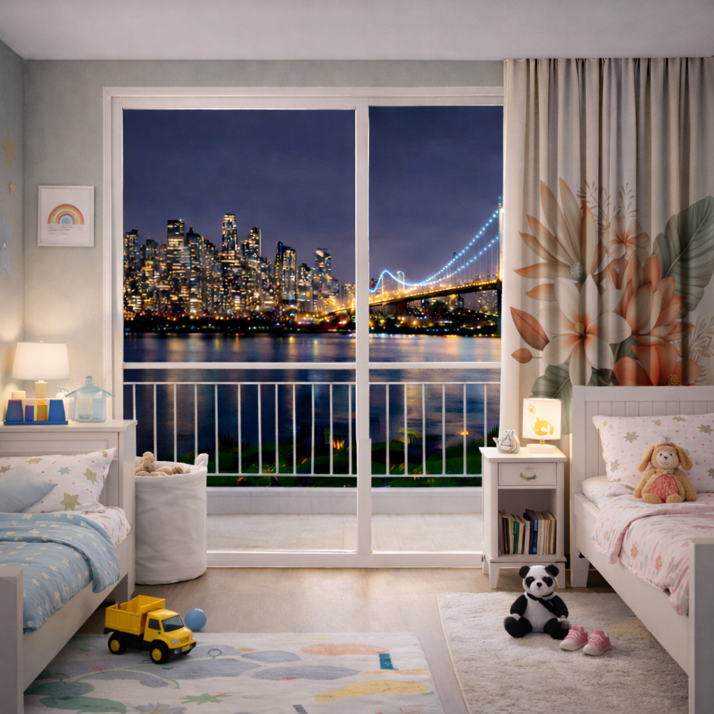 Şeftali Tonlu Tropikal Çiçek Buketi Fon Perde